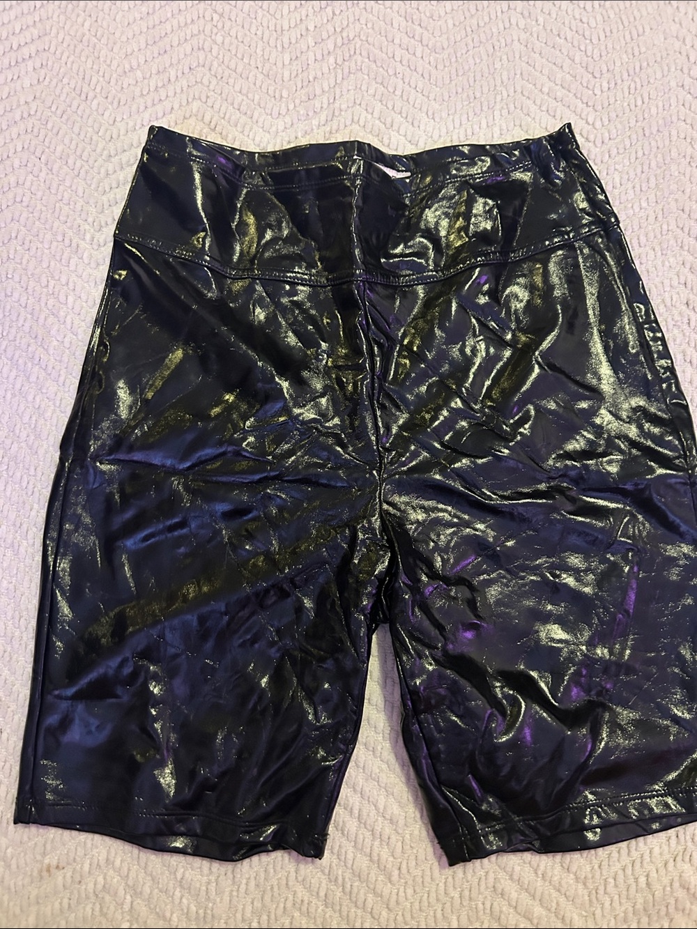 STEELE Shiny Black Vinyl Biker Shorts